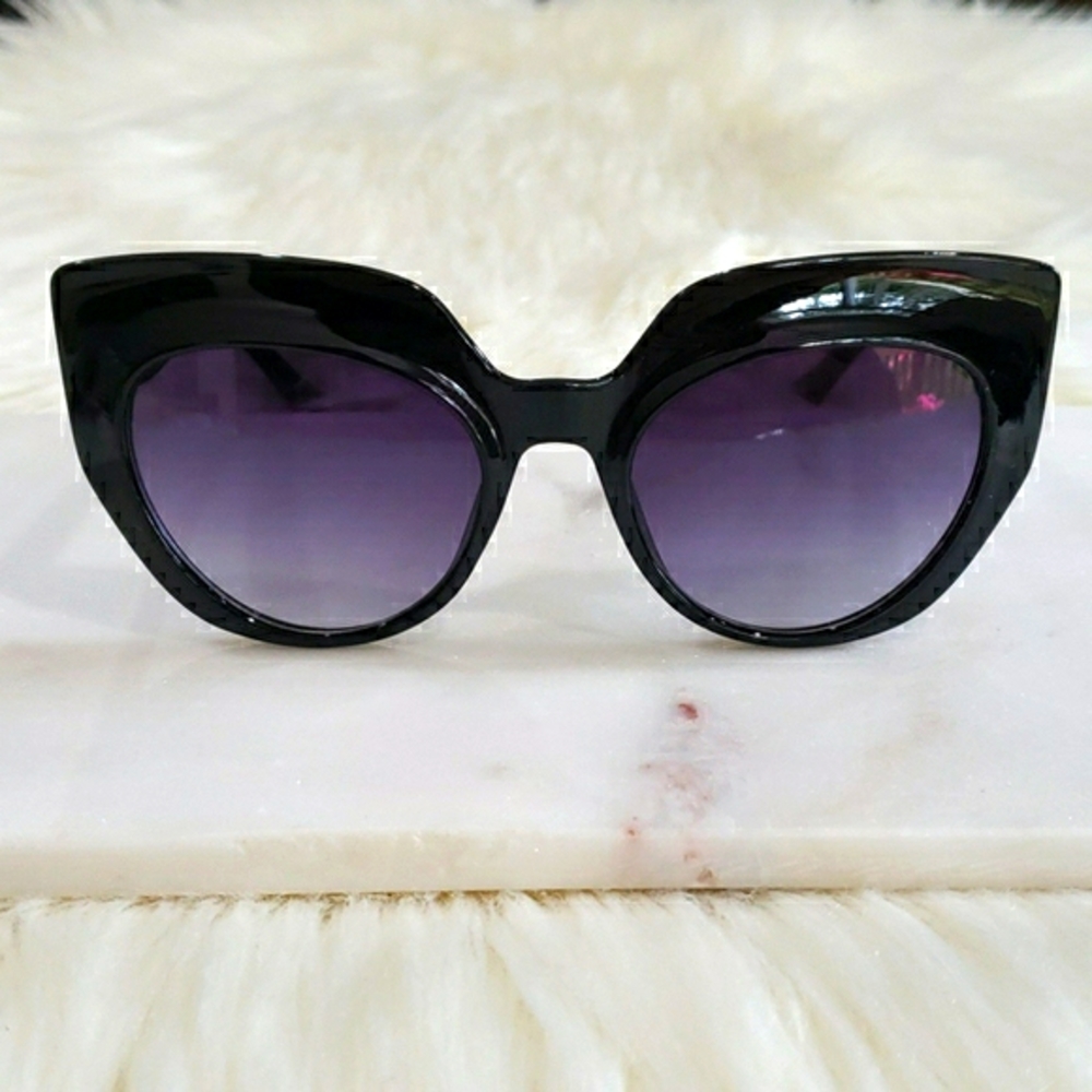 New Black Oversized Cateye Sunglasses - Picture 4 of 6